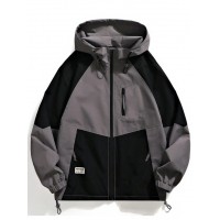 Jacket Outdoor Hoodie Kombinasi Abu Hitam